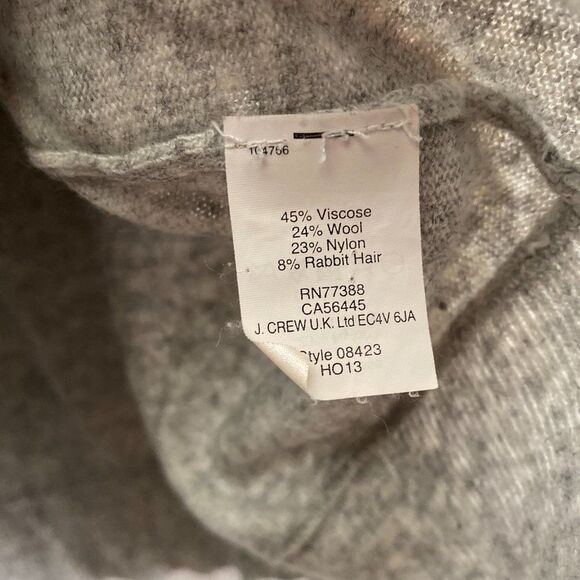 J.Crew Textured Stripe Wool Angora Rabbit Hair Sweater Grey Black 08423 Large - Picture 3 of 4